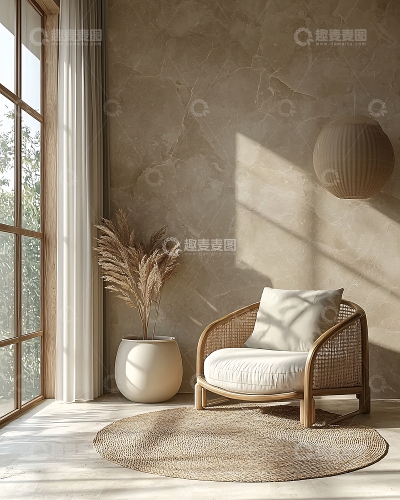 高清大图下载【趣麦麦图】轻奢风原木色休闲椅
