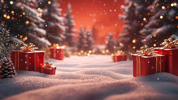 圣诞节雪景礼物