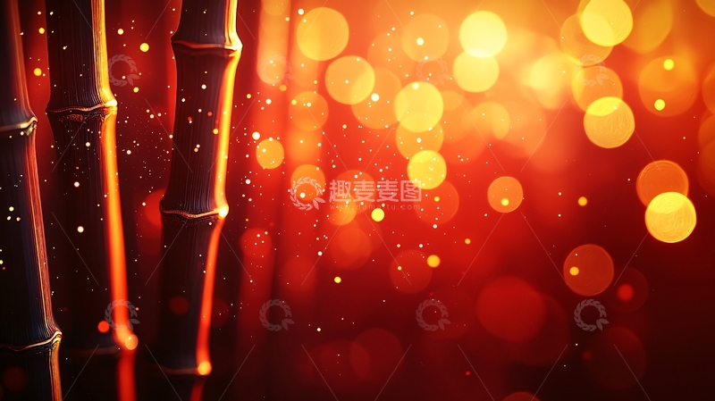 高清大图下载【趣麦麦图】雨后竹林红光背景