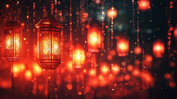 红灯笼雨夜梦幻场景