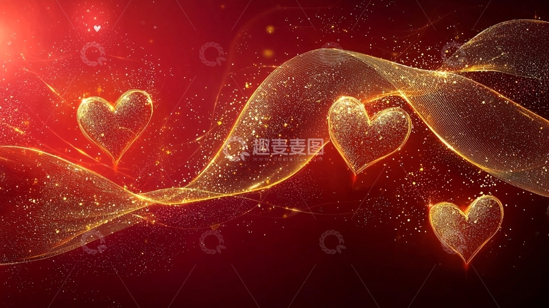 高清大图下载【趣麦麦图】红色爱心光效粒子流