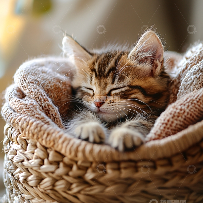 高清大图下载【趣麦麦图】小猫睡觉的温馨画面
