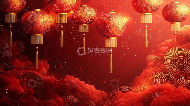 高清大图下载【趣麦麦图】红灯笼喜庆背景图