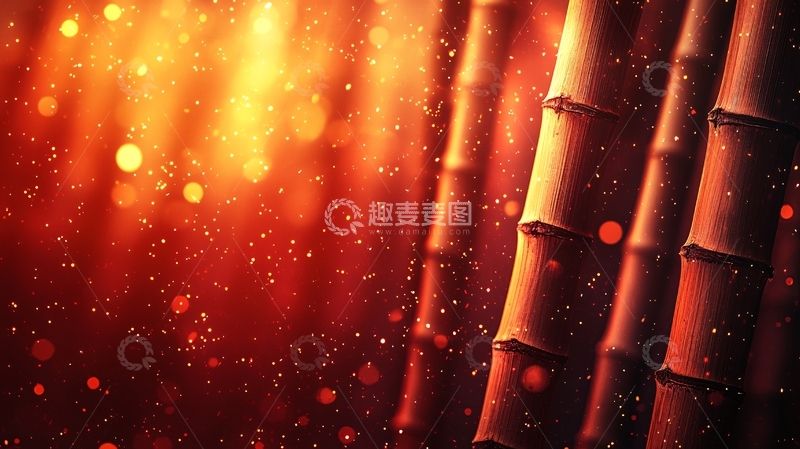 高清大图下载【趣麦麦图】光影斑驳的红光竹林