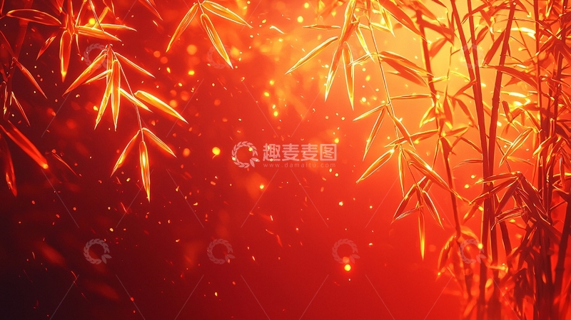 高清大图下载【趣麦麦图】金色光芒竹林背景