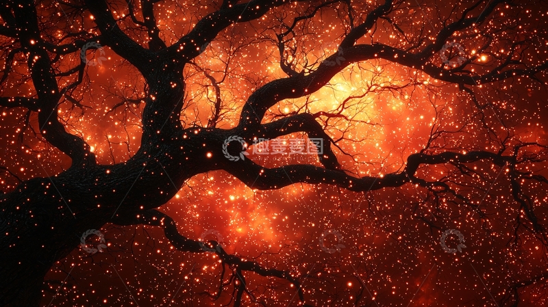 高清大图下载【趣麦麦图】星空下的黑色树枝
