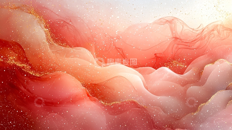 高清大图下载【趣麦麦图】红粉色金色流动纹理
