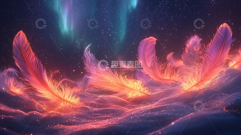 高清大图下载【趣麦麦图】极光下燃烧的羽毛