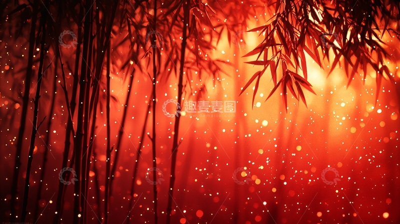高清大图下载【趣麦麦图】红光笼罩的竹林