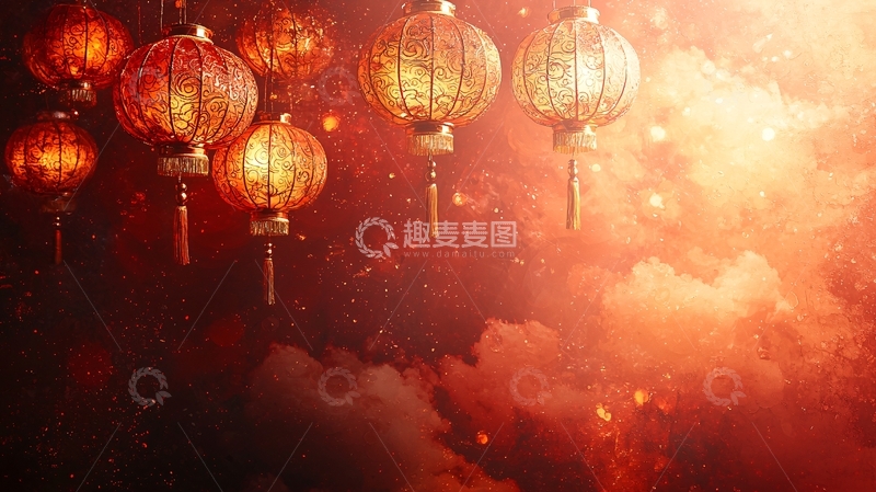 高清大图下载【趣麦麦图】红灯笼喜庆节日背景