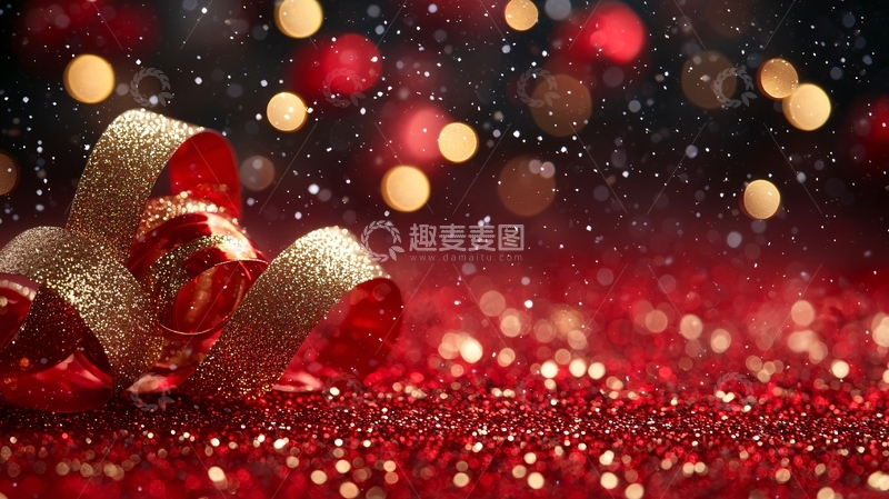 高清大图下载【趣麦麦图】红色金色丝带