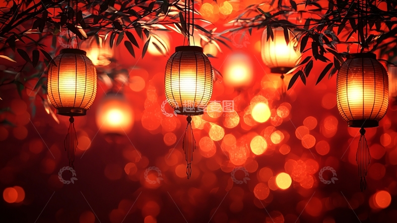 高清大图下载【趣麦麦图】红灯笼夜景