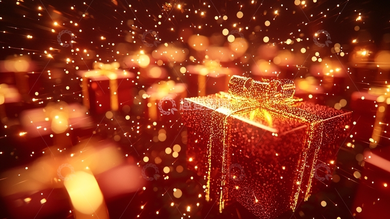 高清大图下载【趣麦麦图】闪耀的红色圣诞礼物