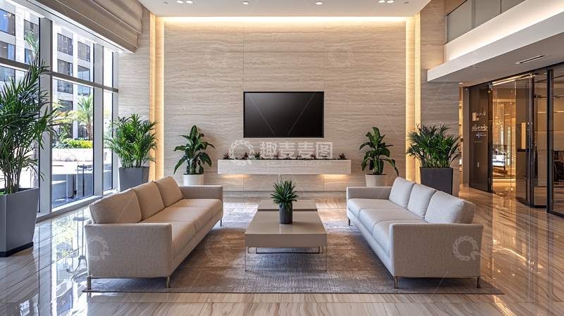 高清大图下载【趣麦麦图】现代简约大堂候客厅