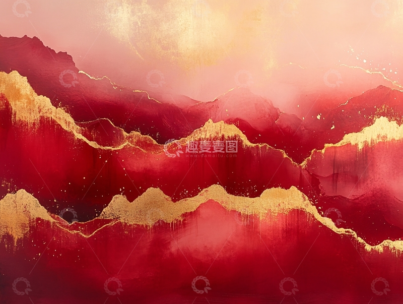 高清大图下载【趣麦麦图】金色山脉红霞