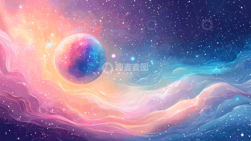 高清大图下载【趣麦麦图】梦幻宇宙星空球体