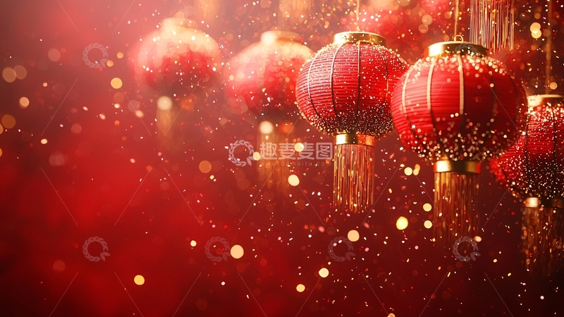 高清大图下载【趣麦麦图】红灯笼新年喜庆背景图