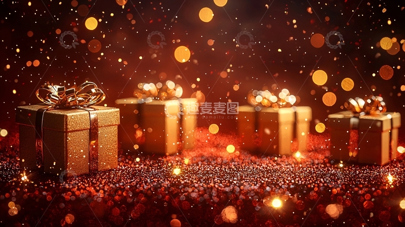 高清大图下载【趣麦麦图】金色礼物盒