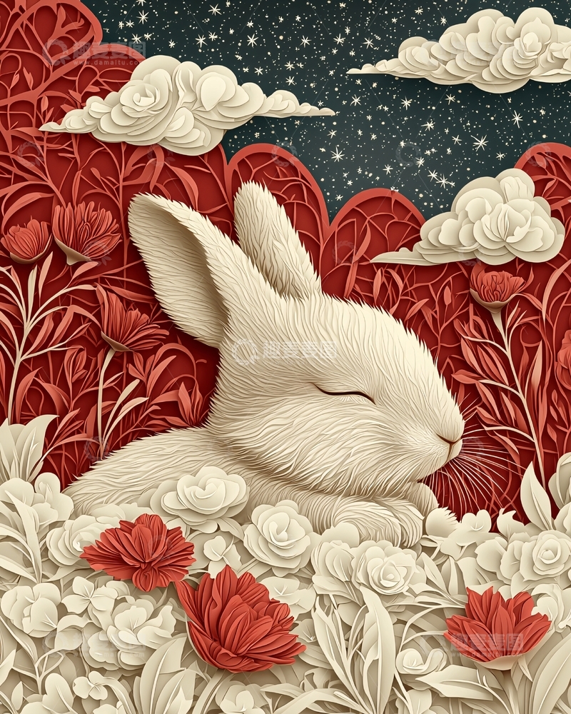 高清大图下载【趣麦麦图】睡梦中的小白兔