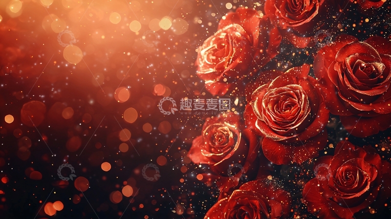 高清大图下载【趣麦麦图】红玫瑰雨滴背景