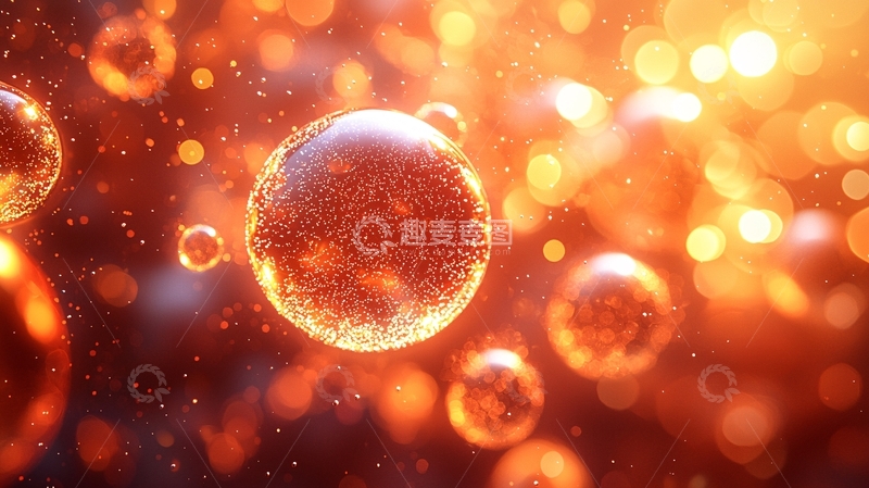 高清大图下载【趣麦麦图】橙色光晕下的透明球体