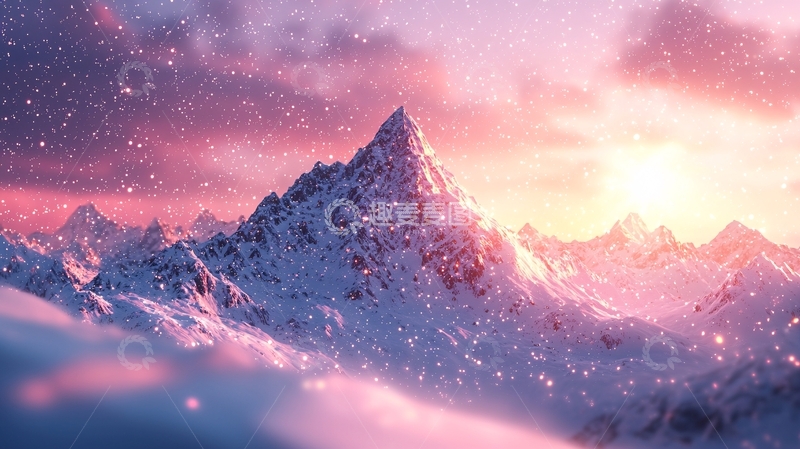 高清大图下载【趣麦麦图】雪山日出73