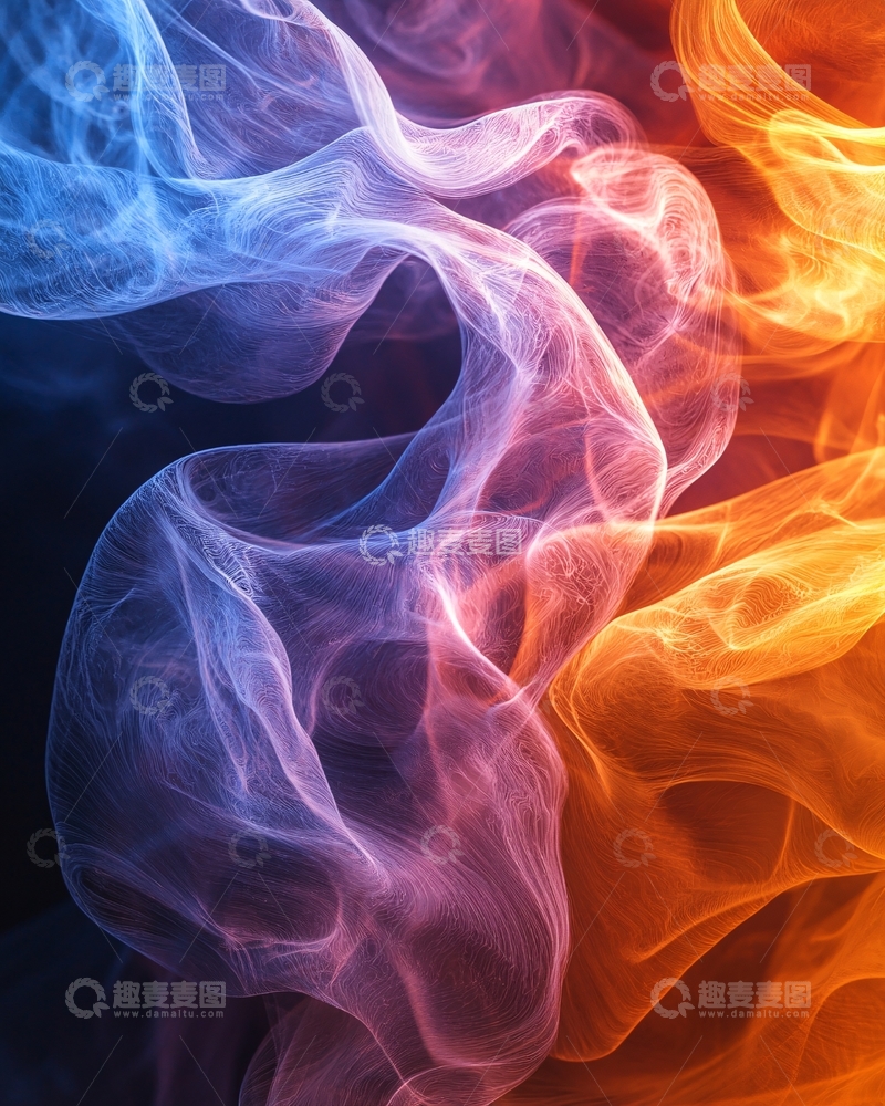 高清大图下载【趣麦麦图】蓝橙色烟雾状抽象背景
