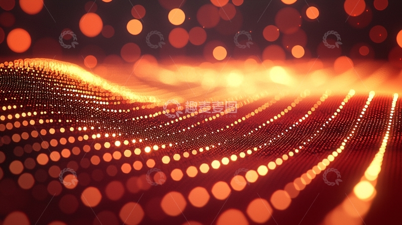 高清大图下载【趣麦麦图】橙色光点粒子波浪