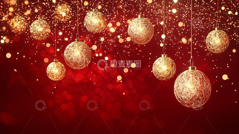 高清大图下载【趣麦麦图】金色圣诞球