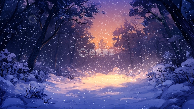 高清大图下载【趣麦麦图】冬日森林雪景