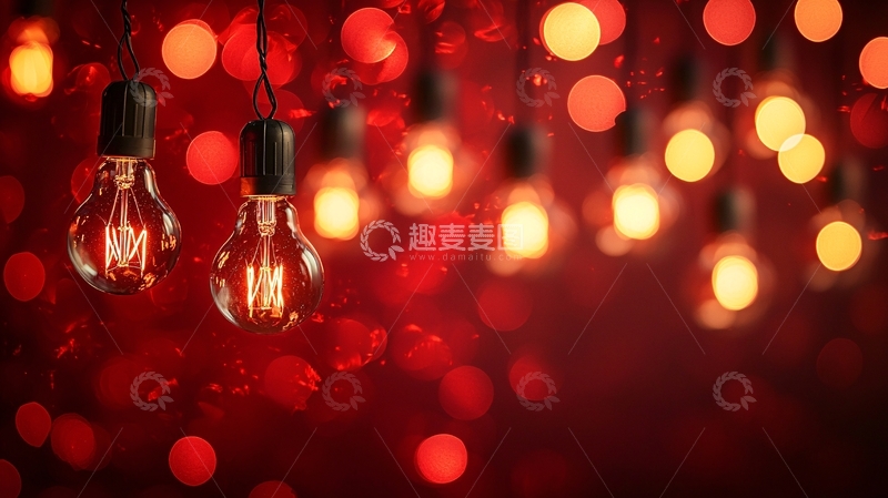 高清大图下载【趣麦麦图】红色背景灯泡