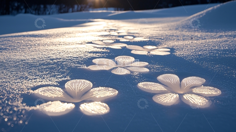 高清大图下载【趣麦麦图】雪地里绽放的花朵