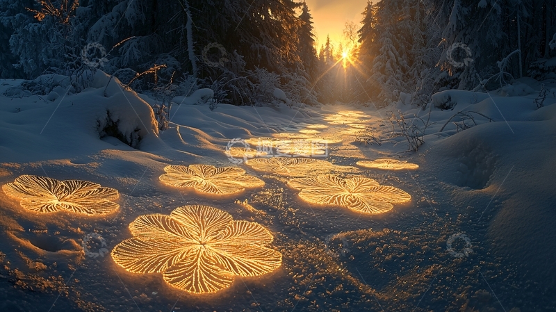 高清大图下载【趣麦麦图】雪地光影小路