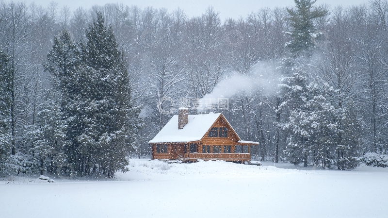 高清大图下载【趣麦麦图】雪中木屋