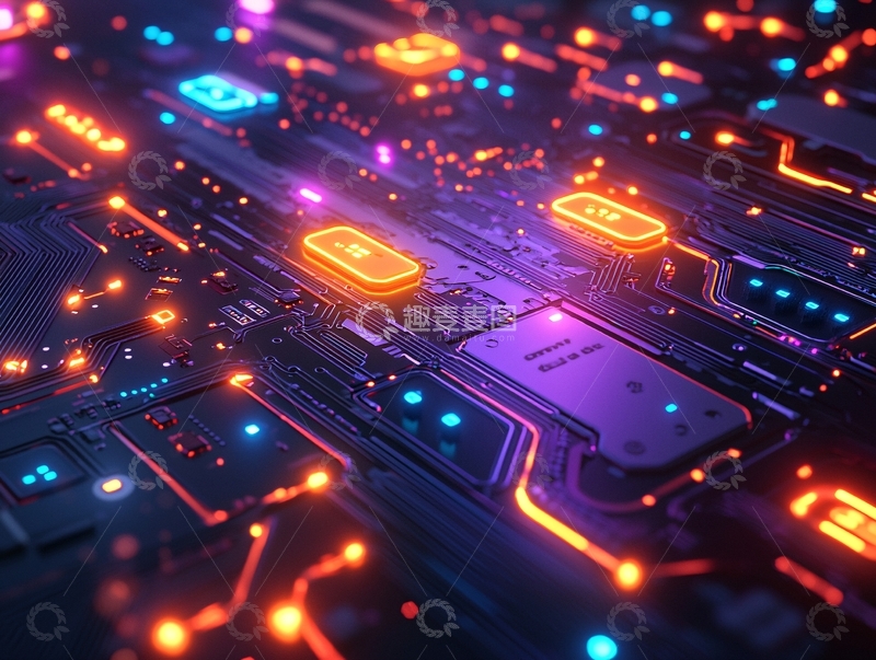 高清大图下载【趣麦麦图】炫彩科技感电路板