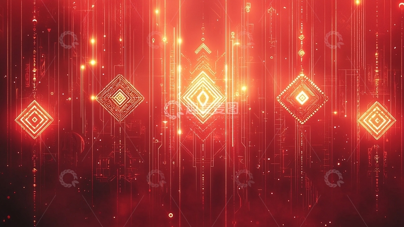 高清大图下载【趣麦麦图】红色科技背景