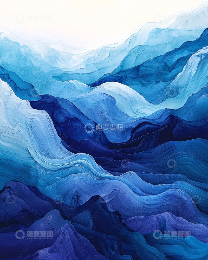 高清大图下载【趣麦麦图】抽象蓝色山脉