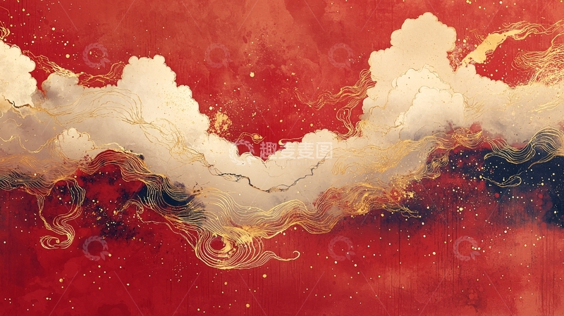 高清大图下载【趣麦麦图】红色云彩抽象画