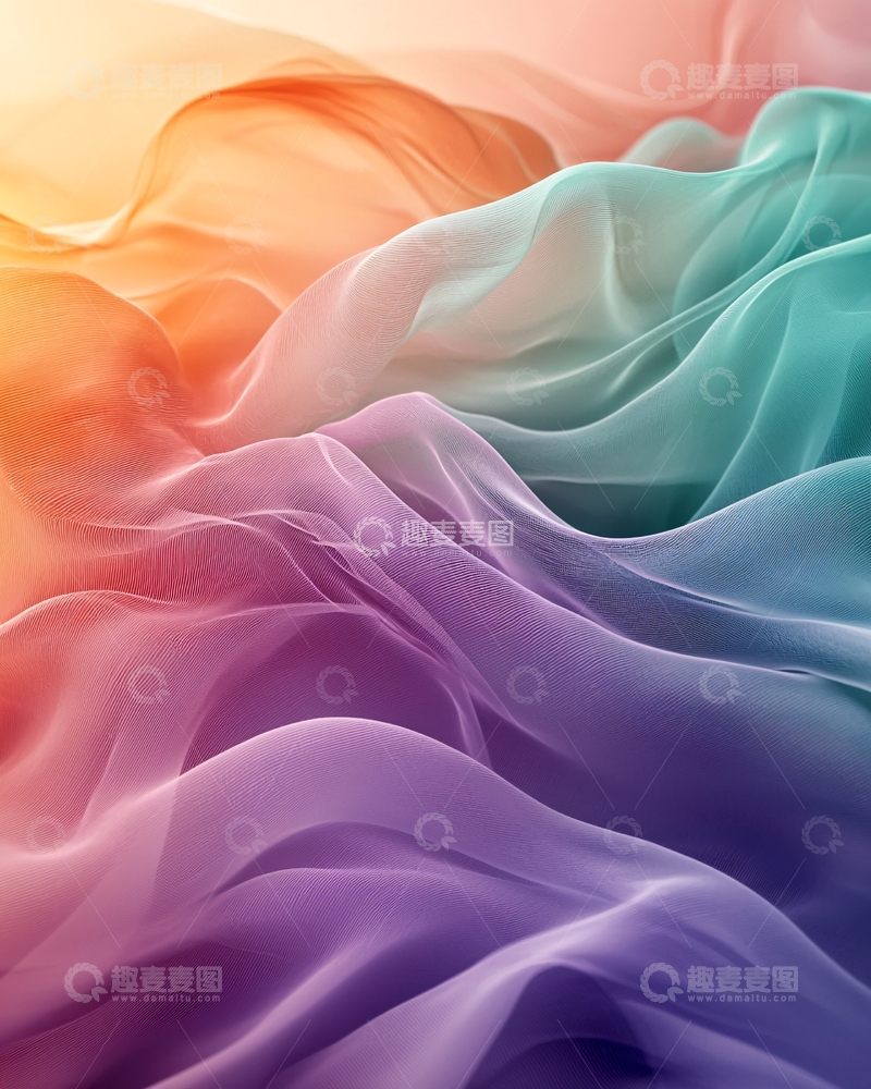 高清大图下载【趣麦麦图】彩色飘逸丝绸