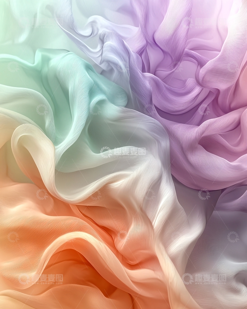 高清大图下载【趣麦麦图】彩虹渐变色丝绸布料