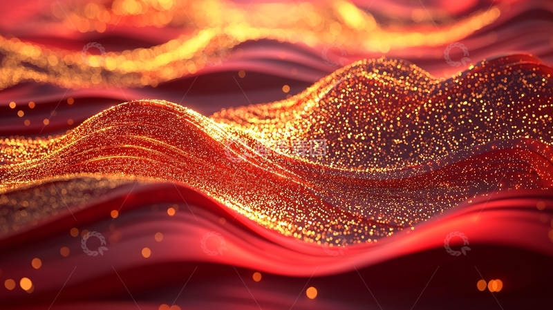 高清大图下载【趣麦麦图】流动的金色和红色波浪