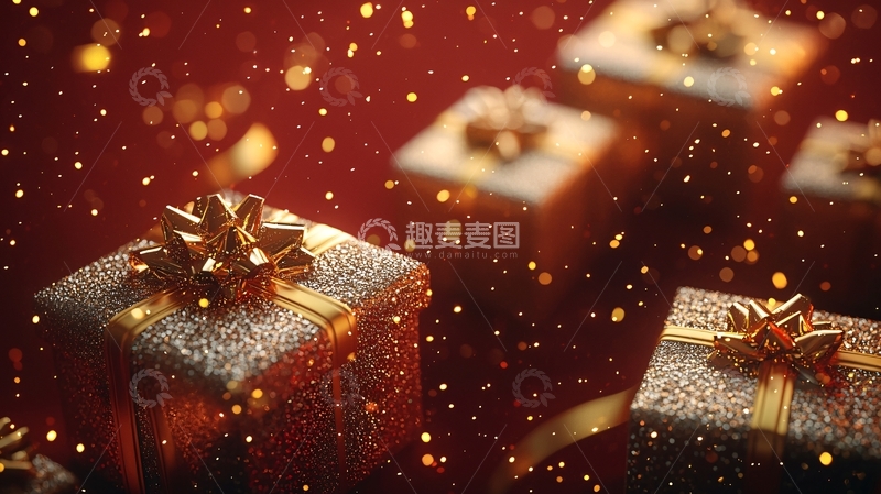 高清大图下载【趣麦麦图】金色礼物盒