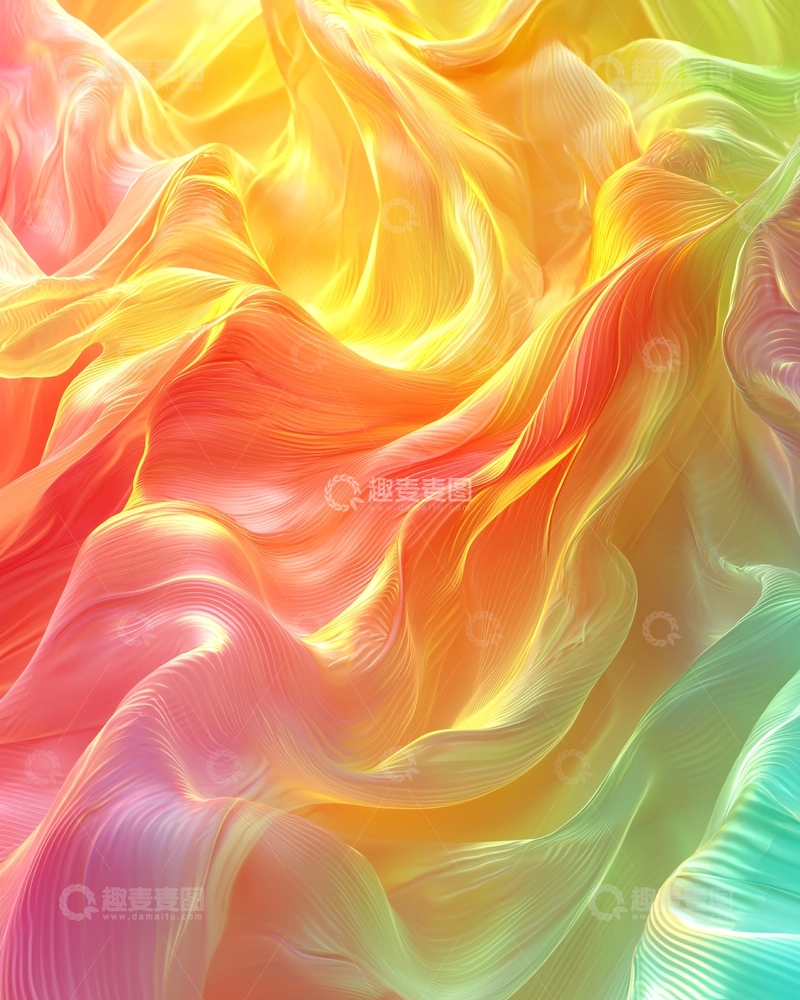 高清大图下载【趣麦麦图】彩色丝绸飘逸
