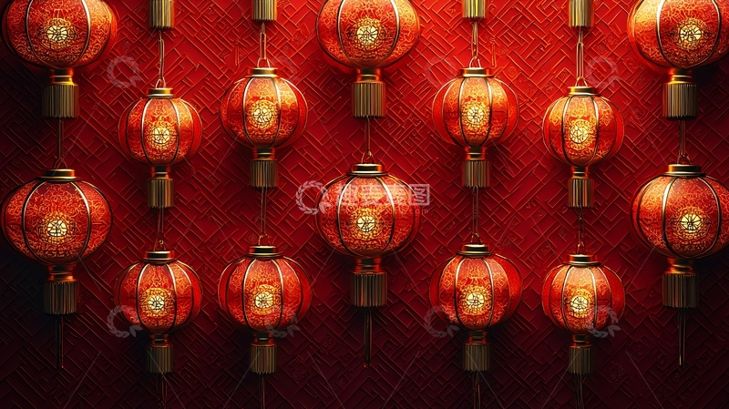 高清大图下载【趣麦麦图】红灯笼墙