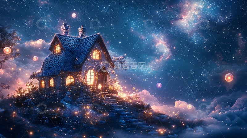 高清大图下载【趣麦麦图】星空下的雪屋