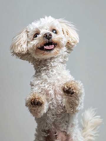 可爱卷毛狗狗站立