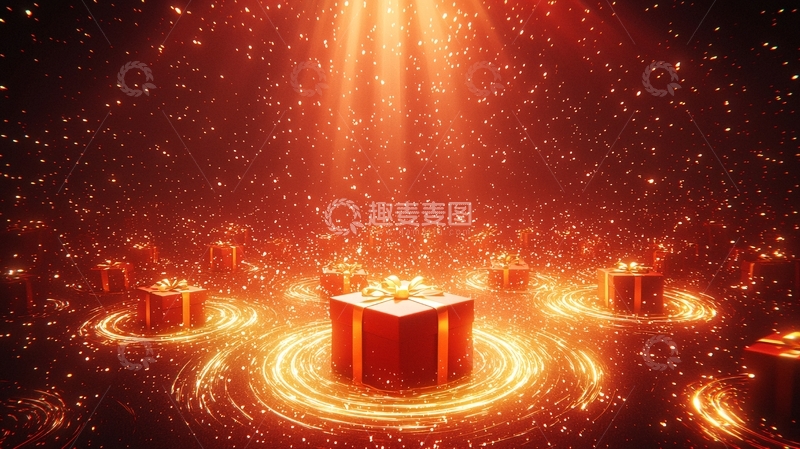 高清大图下载【趣麦麦图】光芒四射的红色礼物