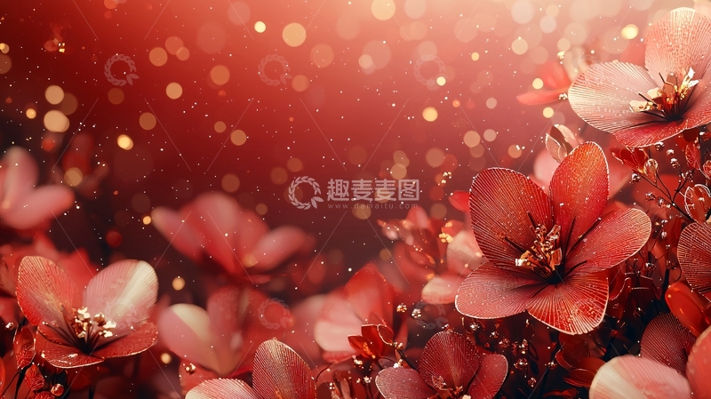 高清大图下载【趣麦麦图】红色花朵背景