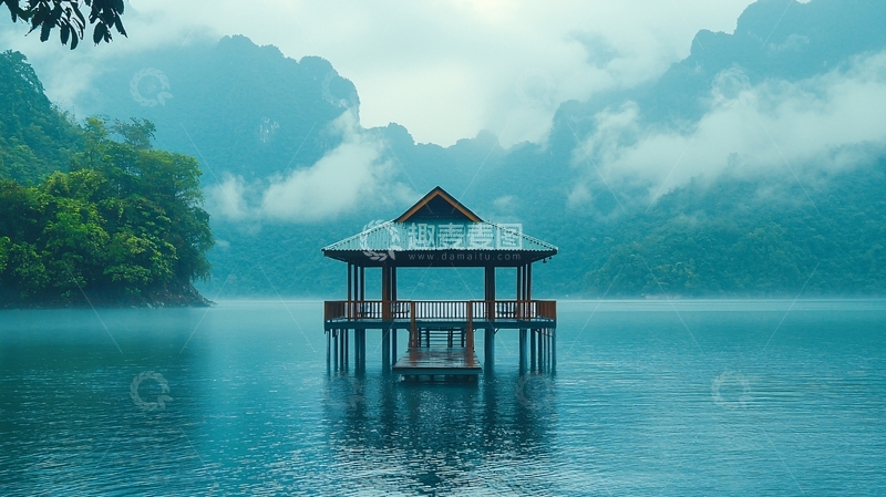 高清大图下载【趣麦麦图】湖边木屋