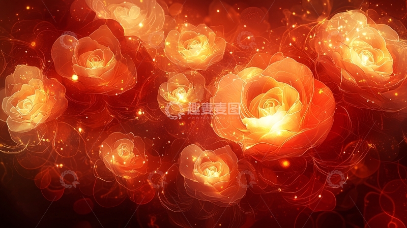 高清大图下载【趣麦麦图】发光玫瑰花背景